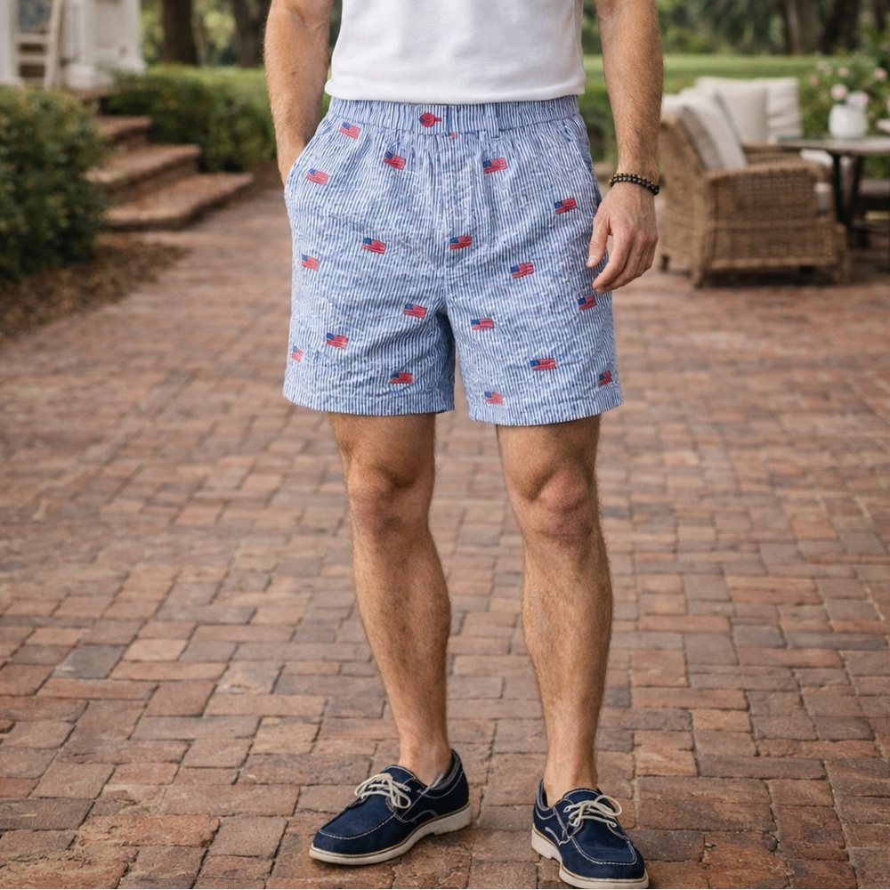 Rufus & Royce Men’s Blue Striped Shorts Medium American Prep
